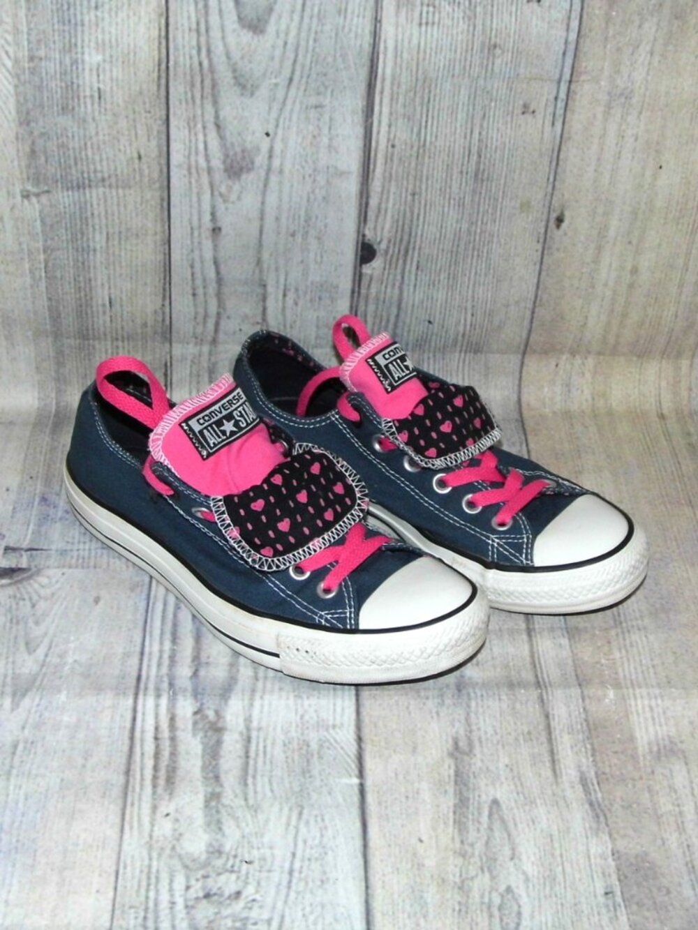CONVERSE Chuck Taylor All Star OX Double Tongue Blue Sneakers Womens Size 8